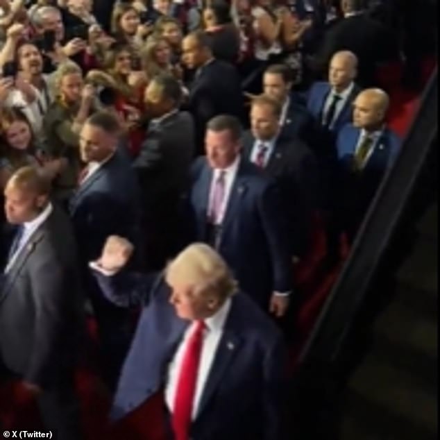 Video footage showed the 6-foot-3 president surrounded by equally muscular security guards