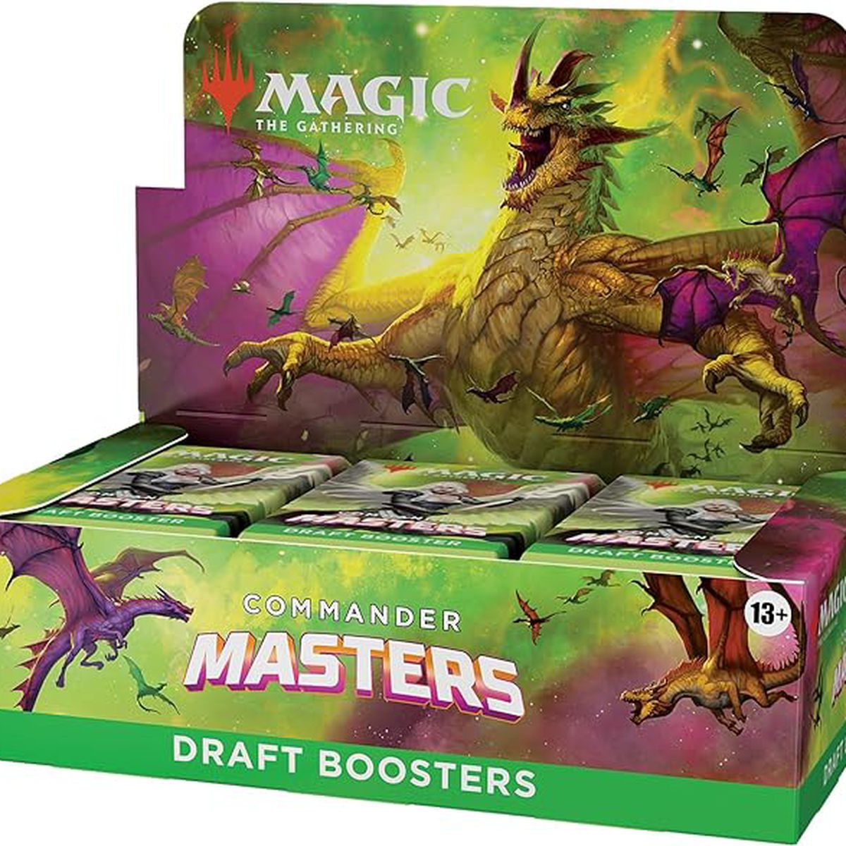 The box with draft booster packs for the MTG Commander Masters set