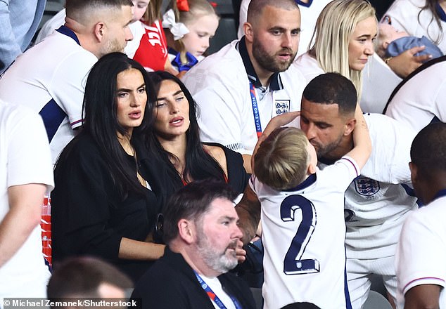 Walker shared a sweet kiss with his son in the crowd after England were beaten by Spain in the final of Euro 2024 on Sunday