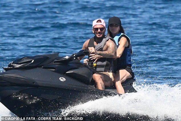 David took control when he took his wife for a ride on the jet ski during the family vacation