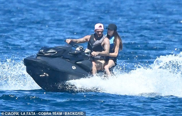 The footballer needed speed as he raced through the waves on the jet ski