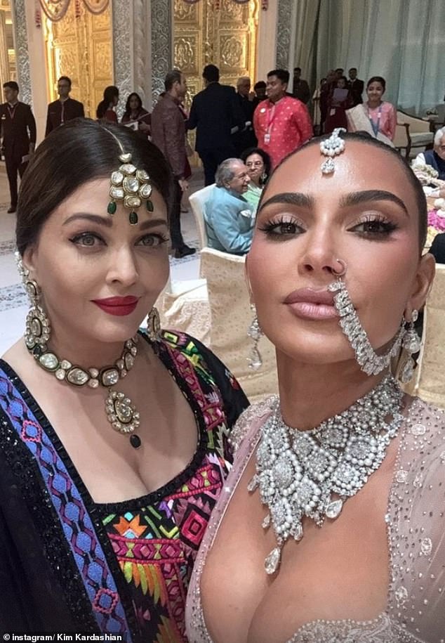 Kim Kardashian, dressed in a nath, shared a photo with the Indian actress