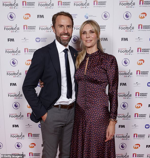 Southgate pictured with his wife Alison at a Legends of Football event in London in 2022