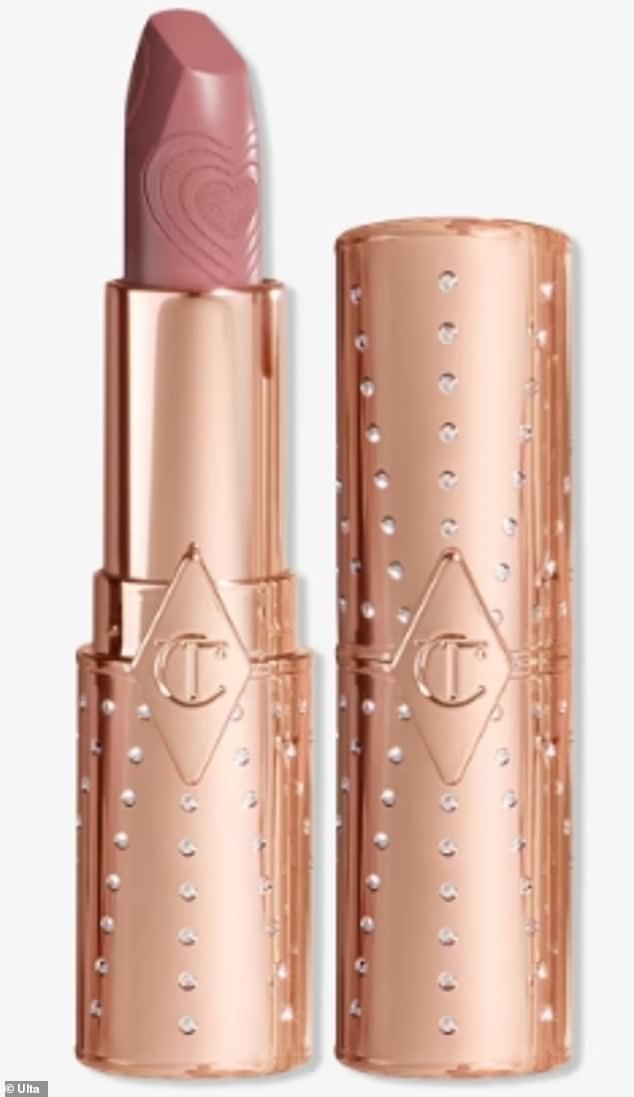 To finally get those signature pink-nude DCC lips, she used a swipe of the $38 Charlotte Tilbury lipstick in the shade Wedding Belles