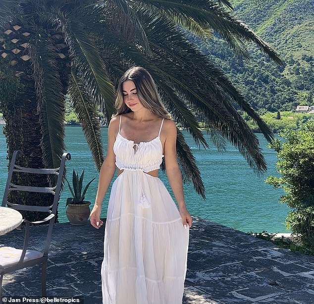 Belle said: 'I believe one of the best times to travel alone is when you're in the middle of one of those intimidating or destabilising turning points in life.' She is pictured above in Montenegro.