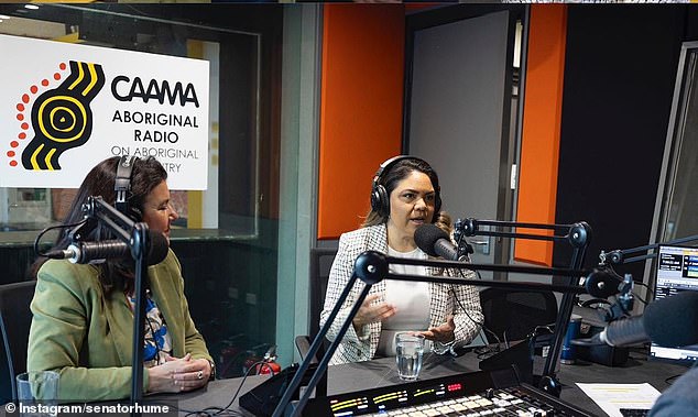 Pictured: Senator Hume (left) and Senator Price (right) speaking on local radio in Alice Springs