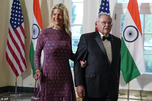 Menendez and his wife Nadine arrive for the state banquet with President Joe Biden and Indian Prime Minister Narendra Modi at the White House in June 2023