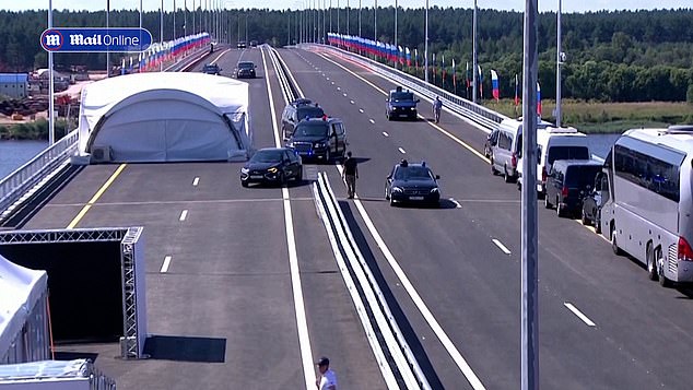 The President manages to get in safely, avoiding a near collision with the larger car behind him