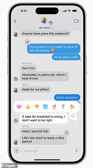 In the Messages app, users can now reply to messages using Apple's new 'Tapbacks'