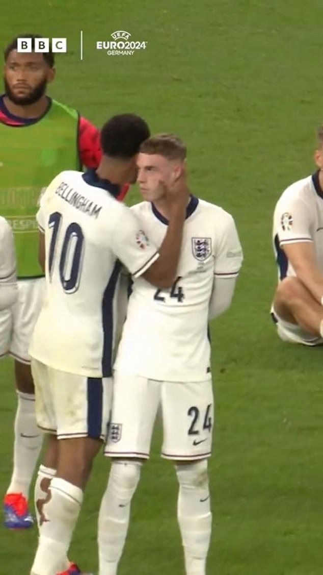 The England midfielder attempted to console his teammates during the closing stages of the loss to Spain