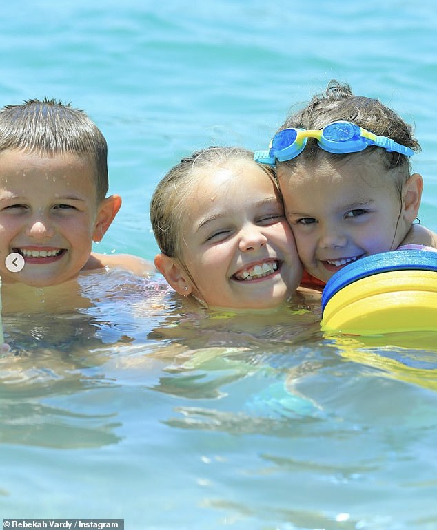 The mother of five also shared several sweet snaps with her followers of her children having fun in the sun