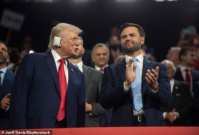 Donald Trump and JD Vance appeared together at the Republican National Convention on Monday night, hours after the former president picked him as his running mate