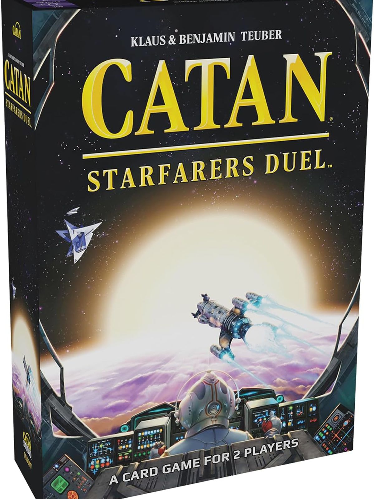 The box for the card game Catan Starfarers Duel