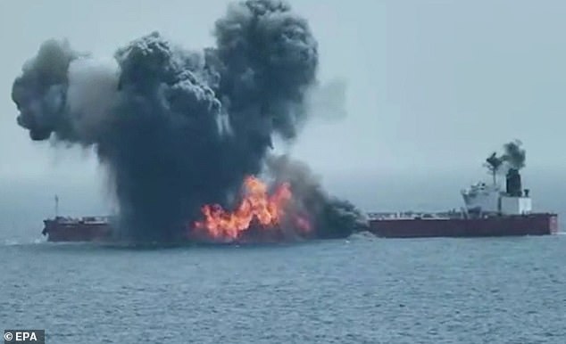 Chios Lion, a Liberian-flagged oil tanker, was hit on its port side during the attack on Tuesday