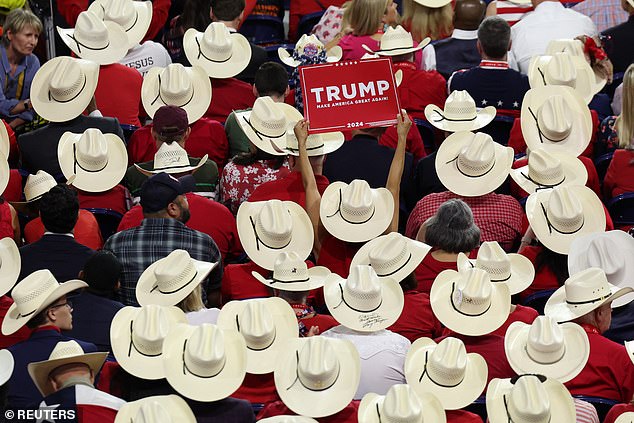 Delegates from the Texas delegation all wore cowboy hats on the floor of the Republican National Convention