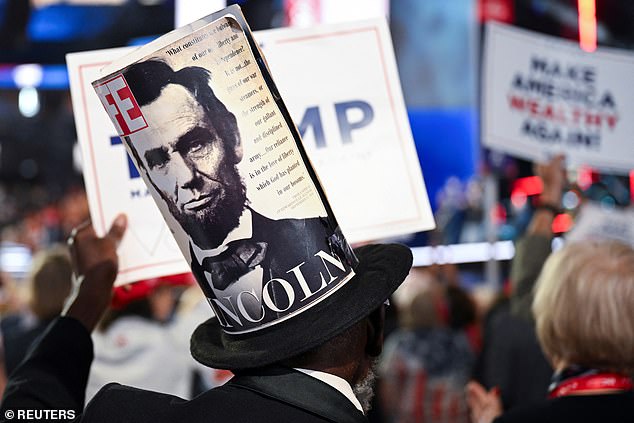 Alternate Delegate Alvin Portee Jr. of Columbia, SC wears a Lincoln hat on Day 1