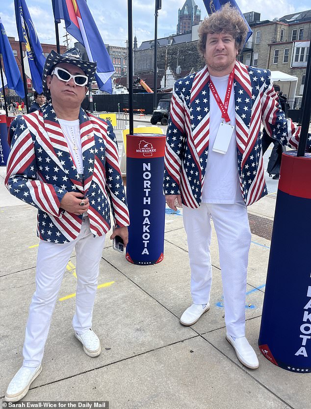 Fashion designer Andre Soriano (left) is an alternate delegate at the convention and designed the blazers they wore