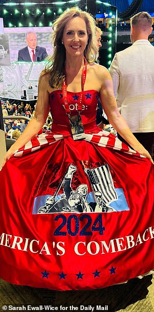 A Trump-themed dress for Monday