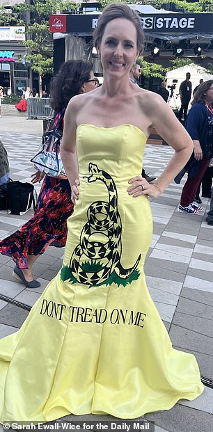 A dress with the theme Don't Tread on Me