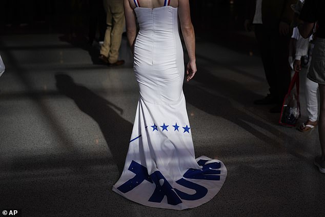 A delegate wears a dress to the Republican National Convention