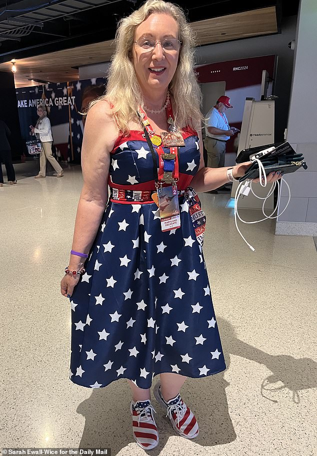 Maryland's Anne Rutherford in a starry dress and sneakers