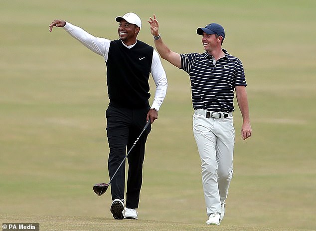 Woods (L) and McIlroy (R) have won 19 majors between them, although neither has won since 2019.