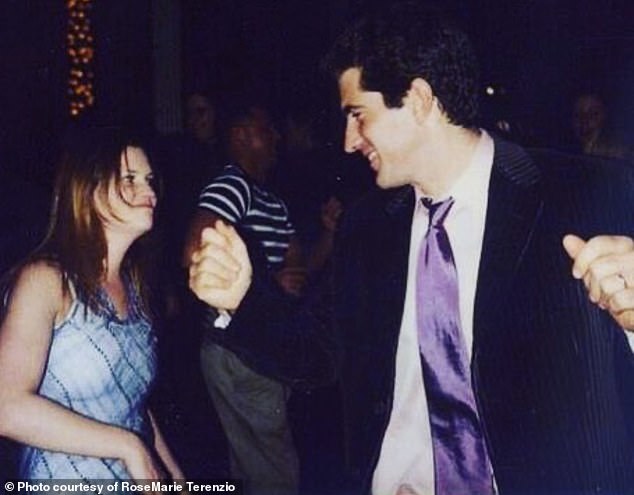 John Kennedy Jr. dances with author, RoseMarie Terenzio, at Prince during George's Christmas party in 1999