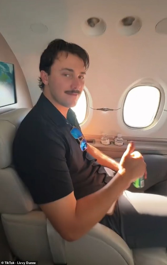 Dunne took to TikTok on Monday to share a clip of the couple flying to the Lone Star State