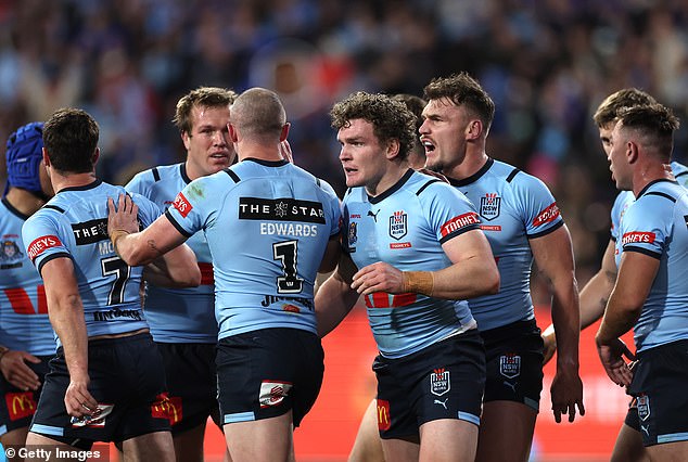 NSW players are pictured during their victory in match two