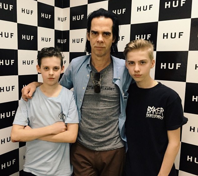 In 2015, his son Arthur, 15, died after taking LSD for the first time and 'freaking out' before falling 60ft from a cliff near his Brighton home (pictured is Nick with his twin sons Arthur [right] and count [left])