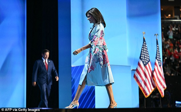 DeSantis spoke after former fellow 2024 primary candidate Nikki Haley (pictured) in a 