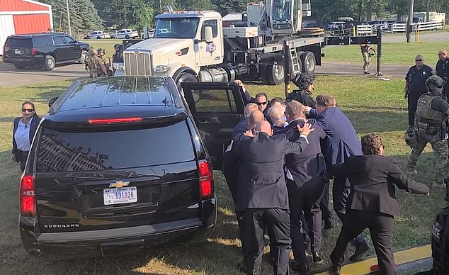 Trump made it safely to his car before being taken to the hospital for treatment of his gunshot wound