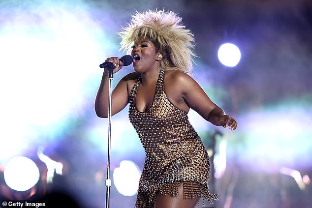 The reaction to her performance was earth-shattering compared to when she performed at the NRL Grand Final in October dressed as the late Tina Turner and performed a medley of her most iconic songs. Pictured at the event