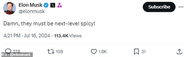 X owner Elon Musk has also given his opinion on the trending snack