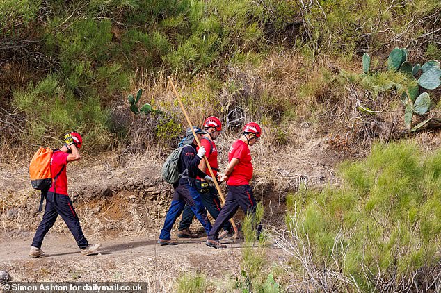 Volunteers searching for Jay in the rural areas near Masca late last month