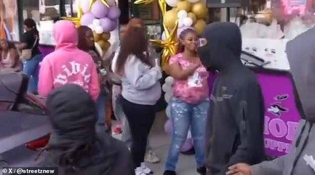 Moments before gunfire broke out, a crowd of people were seen partying outside Glamour Beauty Supply on Telegraph Avenue