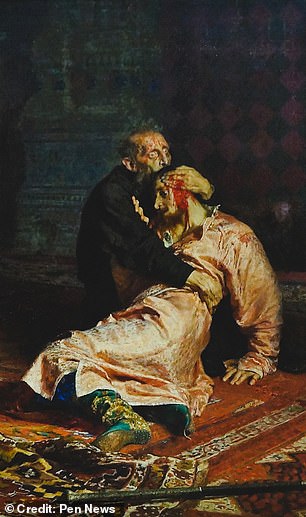 The 1885 depiction of Ivan the Terrible by Ilya Repin after he has killed his son, Ivan Ivanovich