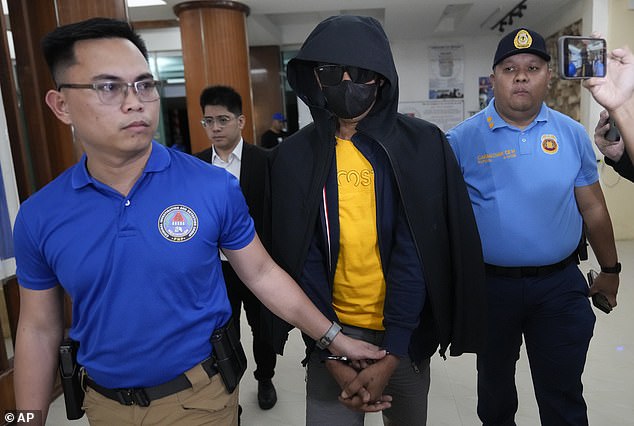 A man suspected of killing an Australian couple and their relative while they were on holiday in the Philippines has handed himself in to police (pictured)