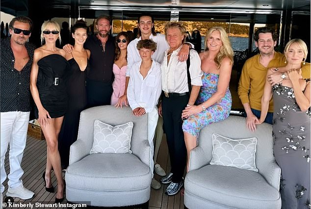 Sean's sister Kimberly Stewart shared a family group photo on the yacht where she stood next to her brother Sean - their mother is model Alana Stewart