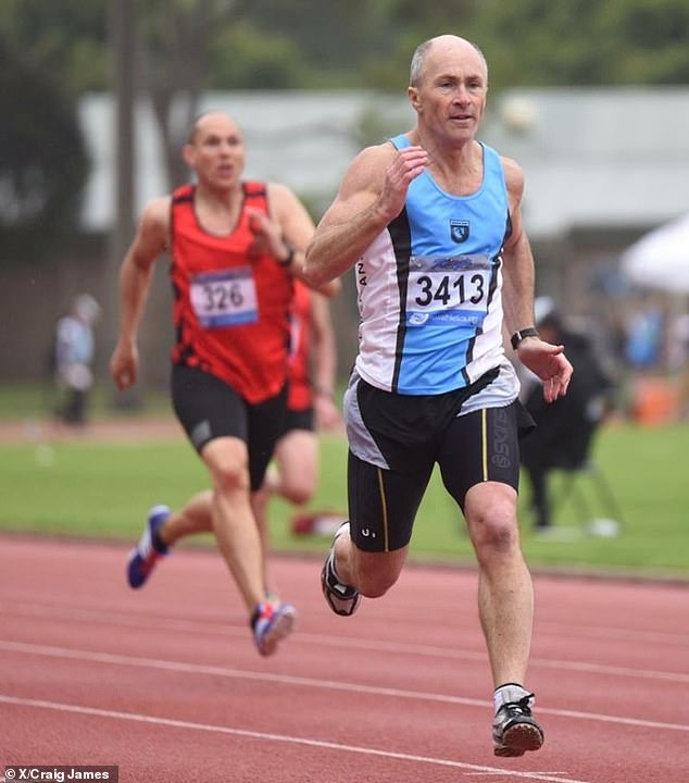 Mr. James is taking part in a running competition, above