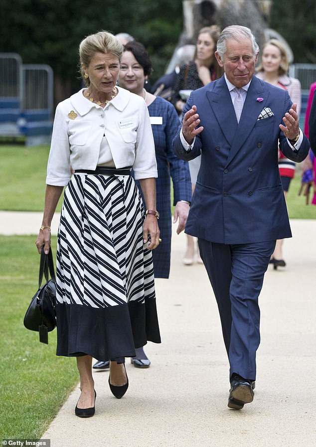 Close ties: The Duchess of Wellington led King Charles, then the Prince of Wales, on a visit to the Royal Ballet School White Lodge campus in Richmond Park in 2016