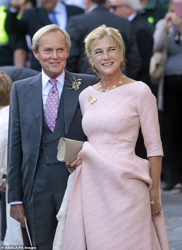 The Duke and Duchess of Wellington pictured at the wedding of their daughter, Lady Charlotte Wellesley, in 2016 - the couple have five children together