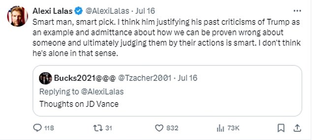 After supporting Ron DeSantis' presidential campaign, Lalas is now all about Trump and JD Vance