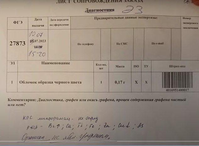 Russian tests showed the material was 90% 'unknown' (MUFON)