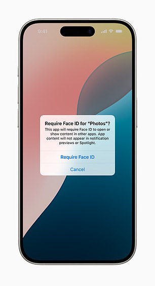 The upcoming operating system will also allow users to add protection to apps by only granting access with Face ID