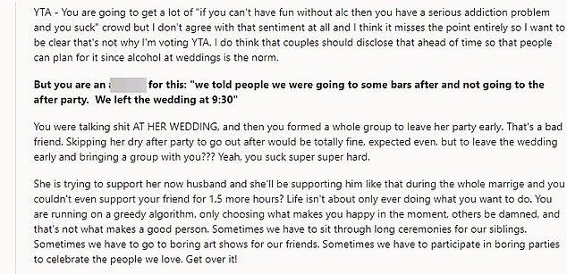 Many people online flooded the comments section of the thread, criticizing the bride's friend for her behavior