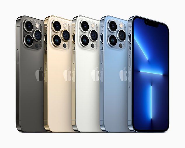 Experts told DailyMail.com that the iPhone 13 perfected everything that was good about the iPhone 12 - making it the ideal older model for the best value without skimping on cool new hardware or key features. Above, various colors of the highly recommended iPhone 13 Pro