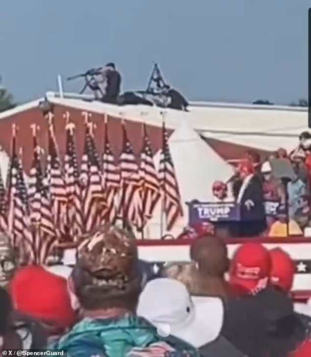 Secret Service snipers stand guard over former President Trump moments before he was shot