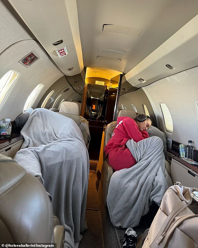 The ninth slide showed her sleeping in the private jet