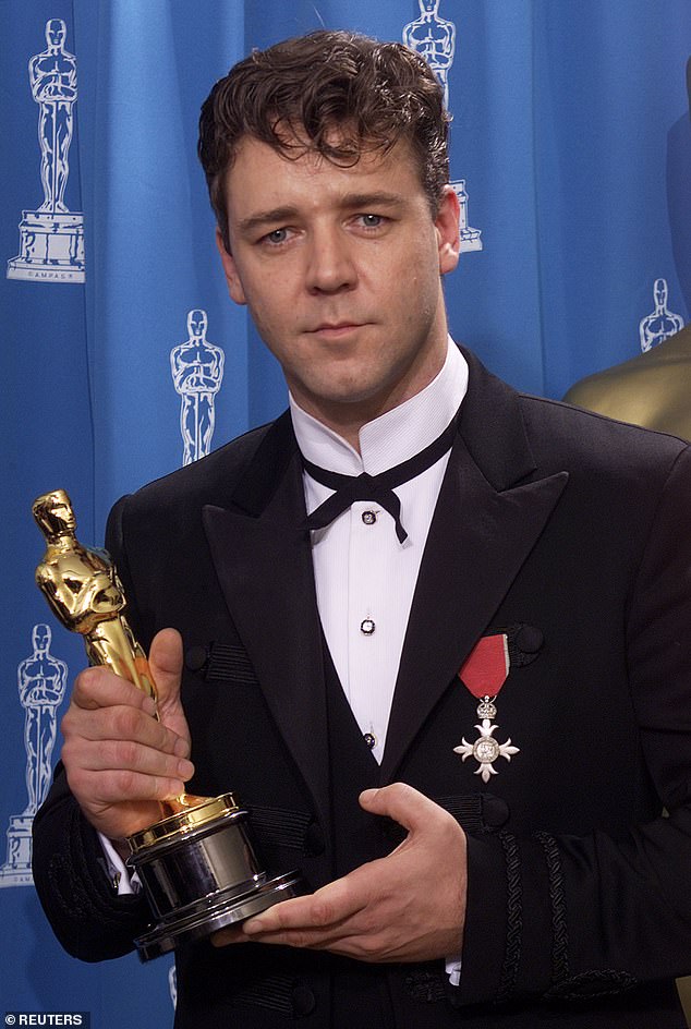 In 2001, Crowe was at Darcy's to celebrate his Best Actor Oscar for Ridley Scott's Gladiator. Pictured: Russell Crowe with his Best Actor Oscar for his role in Gladiator